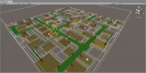 Initially created using a "tunneling" algorithm. The map data was then manipulated to create interesting areas and features.