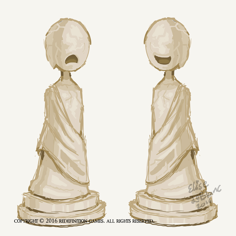 This isn't two different statues, it is a statue with a face on both sides of its head.